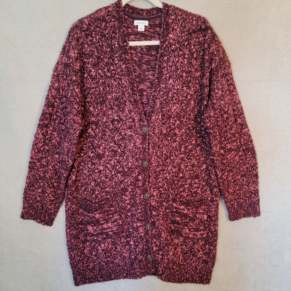 Sundance Sweater Long Cotton Wool Blend Cable Knit Cardigan NEW Womens Large